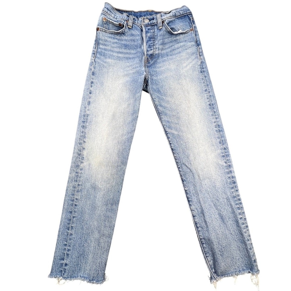 Levi's Blue 501 Original Fit Raw Hem Straight Leg Jeans Women 25